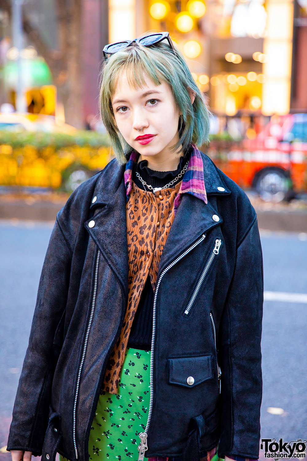 Japanese Model’s X-Girl Street Style w/ Ombre Bob, Suede Jacket, Floral ...