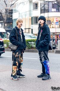 Cote Mer Kimono Jackets in Harajuku w/ Black Lipstick, Patchwork Pants ...