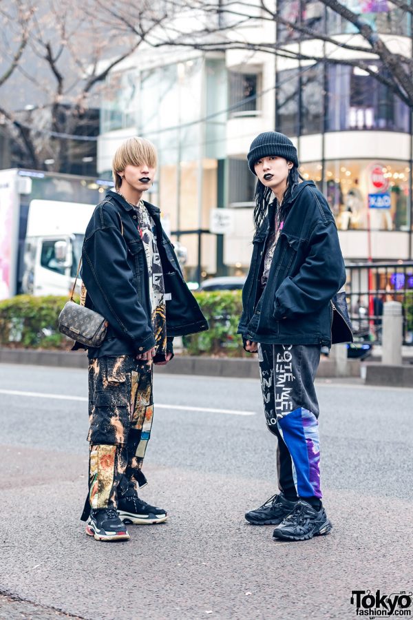 Cote Mer Kimono Jackets in Harajuku w/ Black Lipstick, Patchwork Pants ...