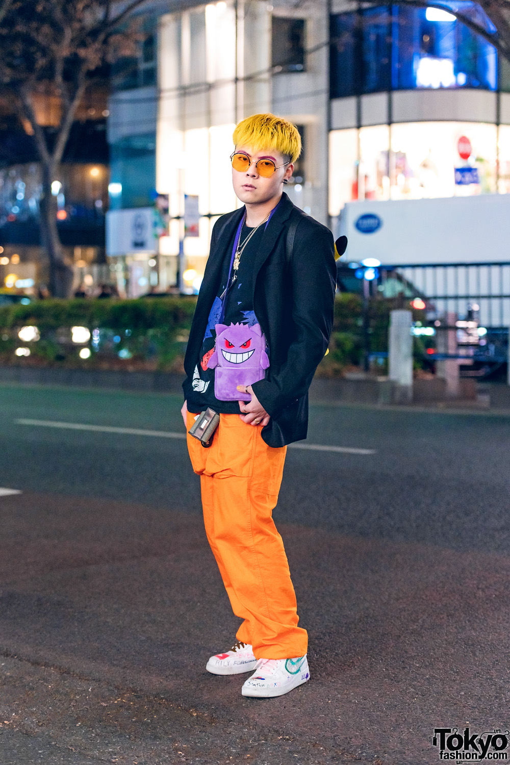 Pokemon Tokyo Streetwear Style w/ Yellow Hair, Gengar Bag, Pikachu Backpack, Chanel Earrings & Nike AF1