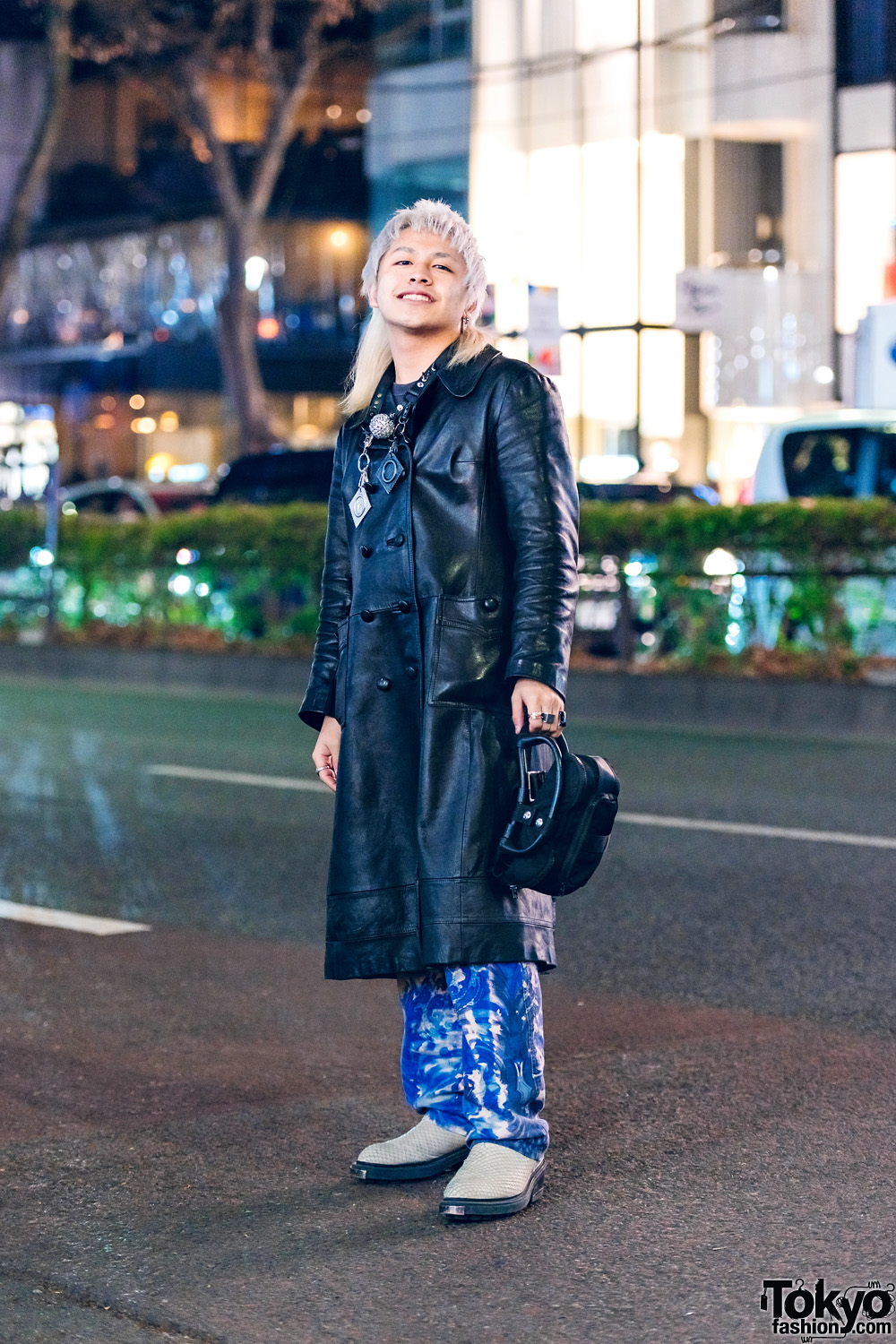 Ash Blonde Mullet Hair in Harajuku w/ Contena Store Coat, Sub-Age, Jean Paul Gaultier, Y Project Bag, GlamHate, Kadakada & Eytys
