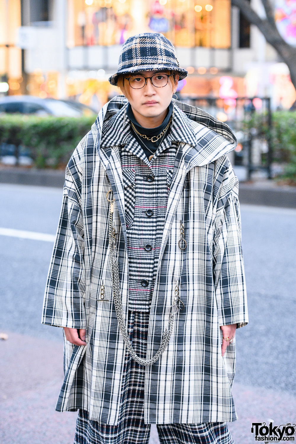 All Over Plaid Tokyo Style w/ Bucket Hat, Remake Hooded Coat, Ray ...