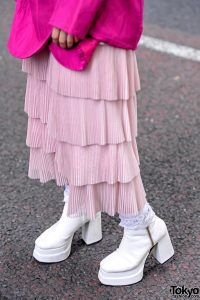 Heeled Platform Ankle Boots & Tiered Skirt