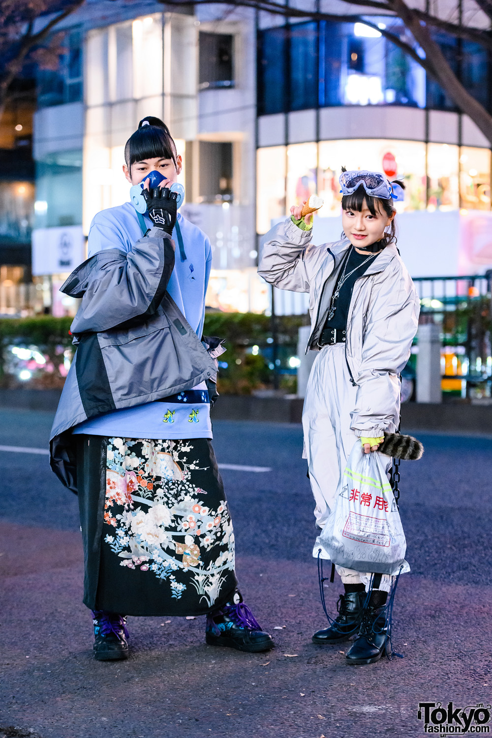 Tokyo Streetwear Styles w/ Partially-Shaved Hair, Gas Mask, Clear ...