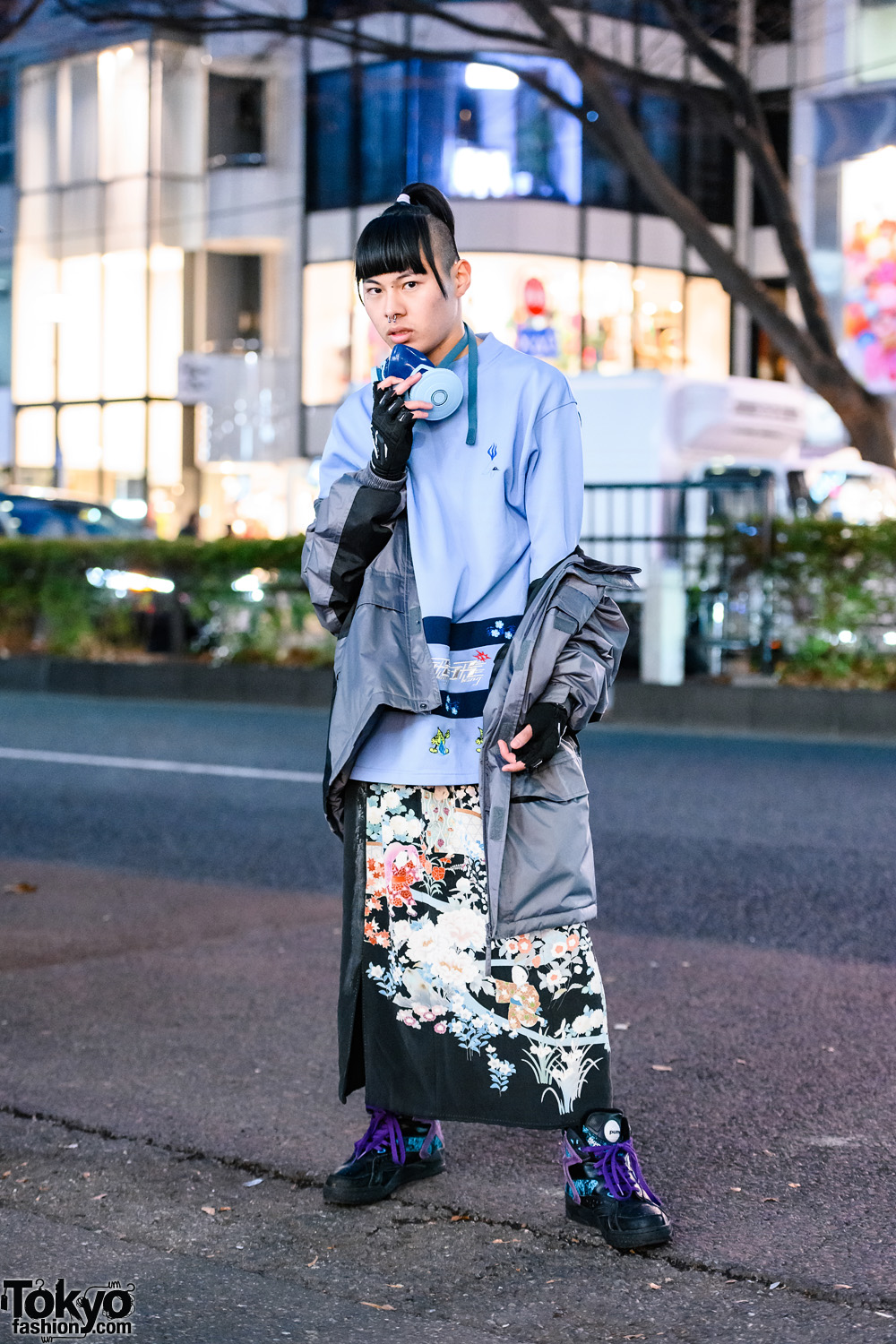 Tokyo Streetwear Styles w/ Partially-Shaved Hair, Gas Mask, Clear ...