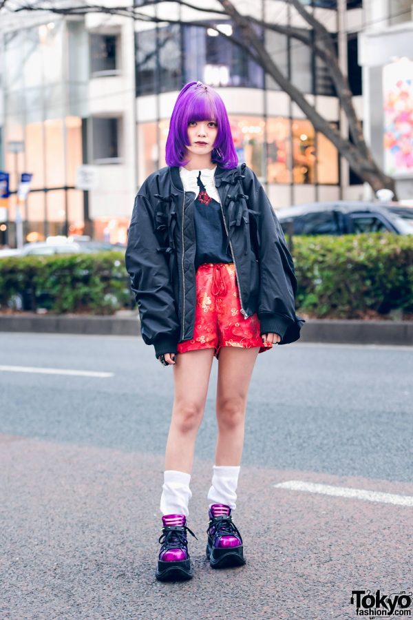 Purple vs All Black Gothic Tokyo Styles w/ Ruffle Headdress, Vampire ...