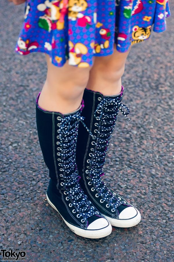 knee high lace up sneakers