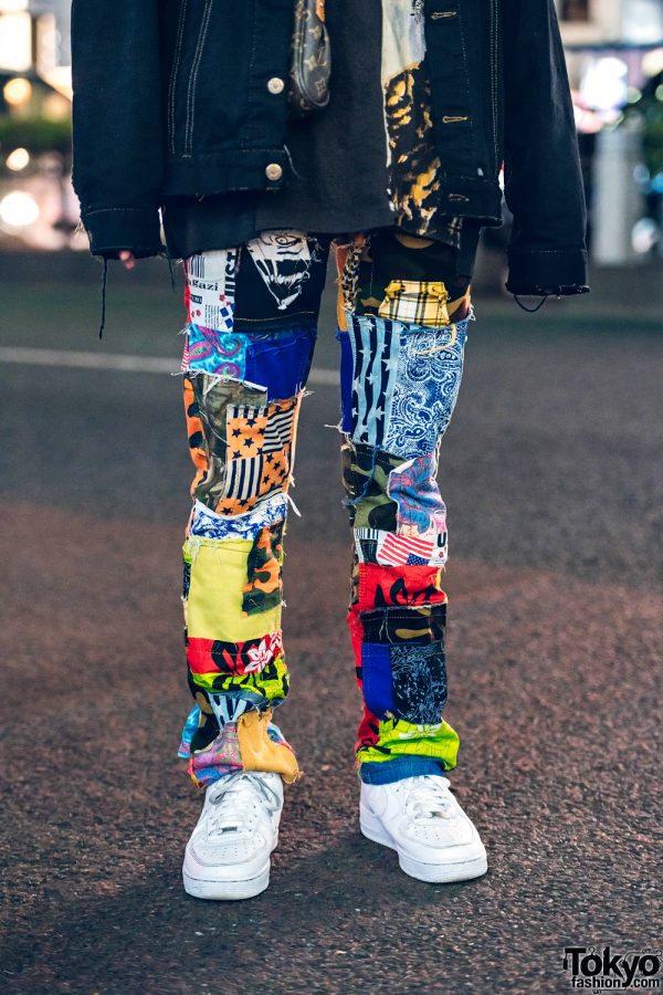 colorful patchwork jeans