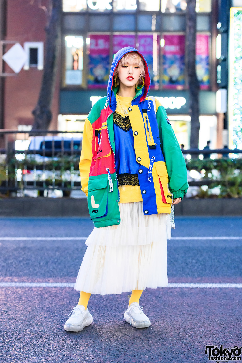 Colorblock Harajuku Street Style w/ Vintage Fila, Tender Person, UN3D. & Mikio Sakabe Grounds Sneakers