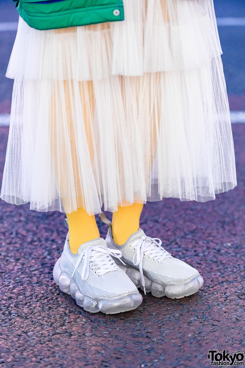 Mikio Sakabe Grounds White Mesh Sneakers & Yellow Tights – Tokyo 