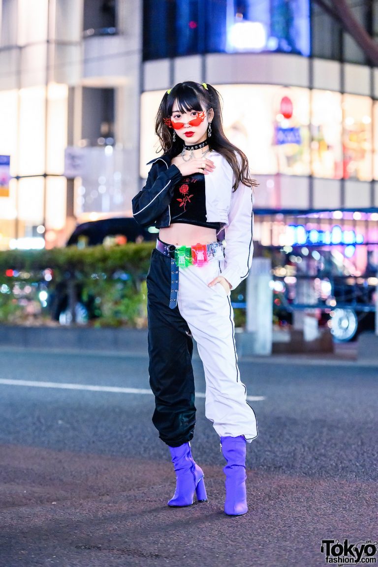 Japanese Idol in Two-Tone Fashion, Flames Sunglasses, Tube Top, WEGO ...