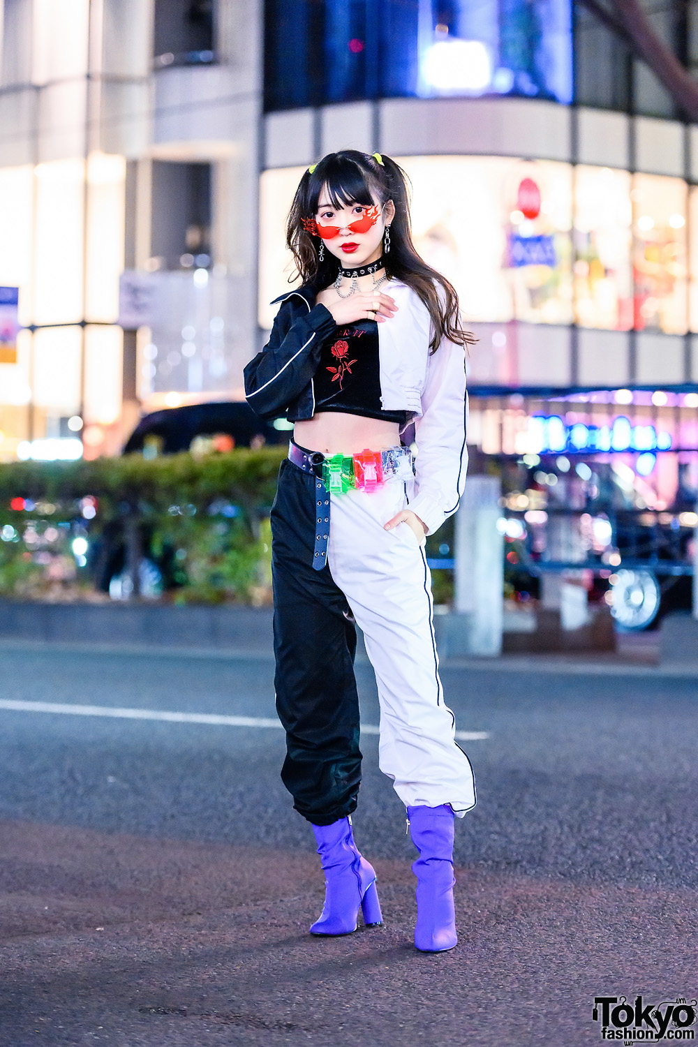 Japanese Idol in Two-Tone Fashion, Flames Sunglasses, Tube Top, WEGO ...