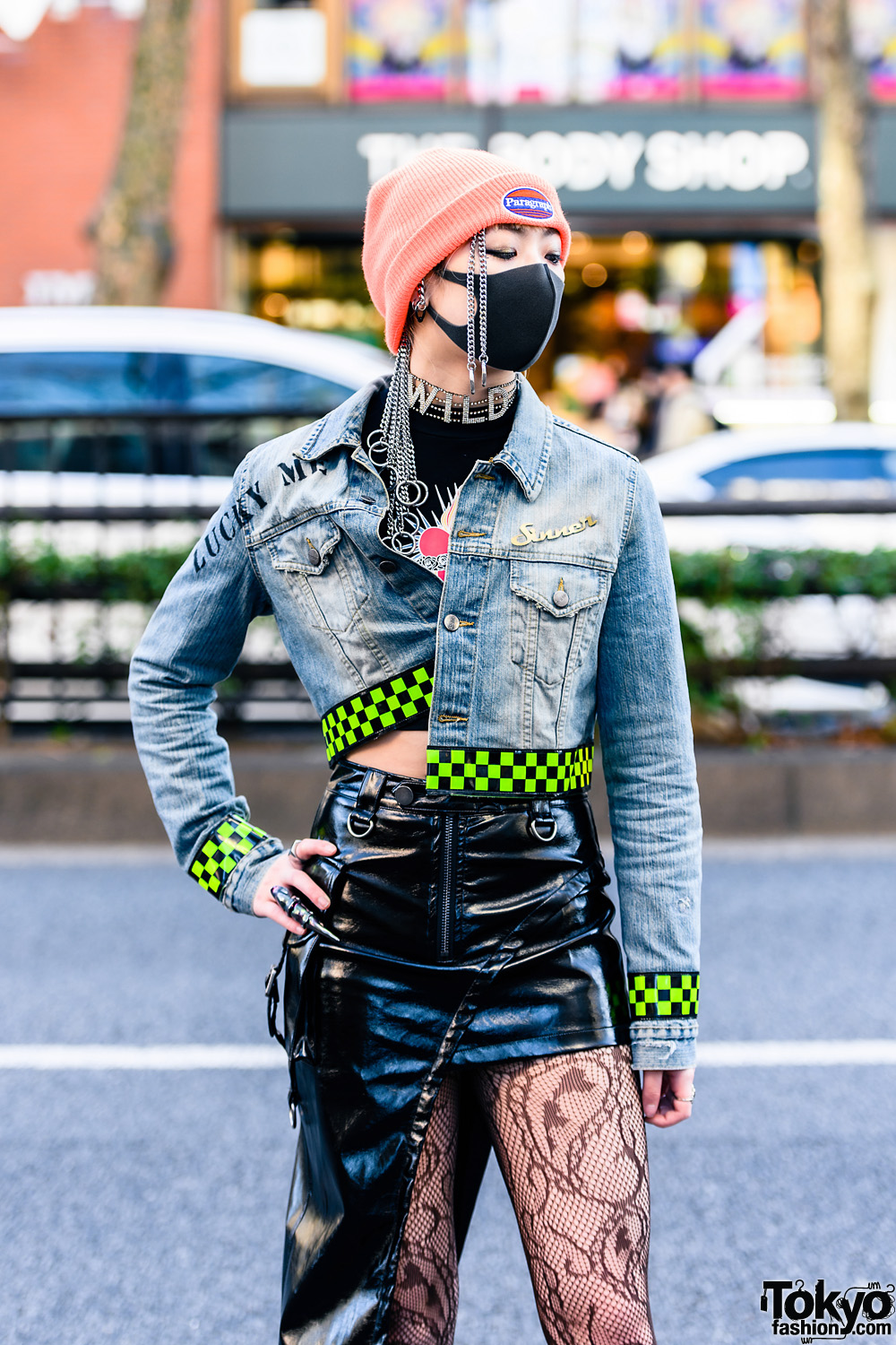 Harajuku Street Style w/ Black Mask, Silver Chains, Beanie, Man G Denim ...