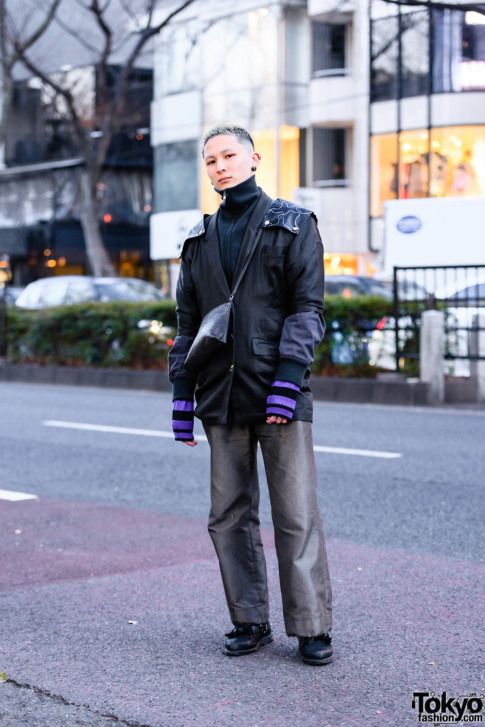Harajuku Hair Stylist w/ Shoulder Shields, Pinstripe Pants, Maison Margiela, Vivienne Westwood Sling, Dr. Martens Loafers & Resale Fashion