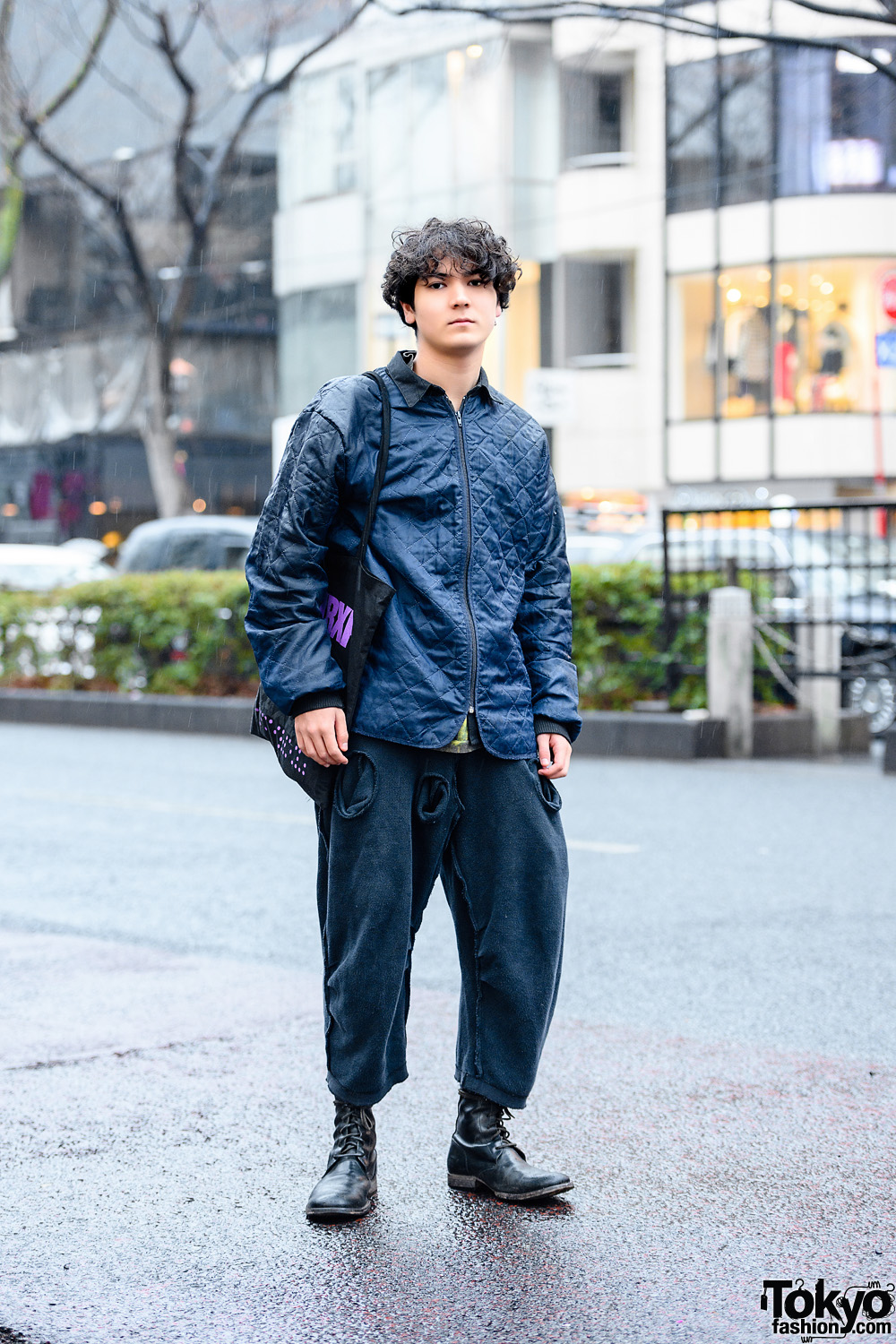 Japanese Streetwear Fashion w/ Leather Vest, Christopher Nemeth Distressed  Denim, Rope Print Tote & Dr. Martens Boots – Tokyo Fashion