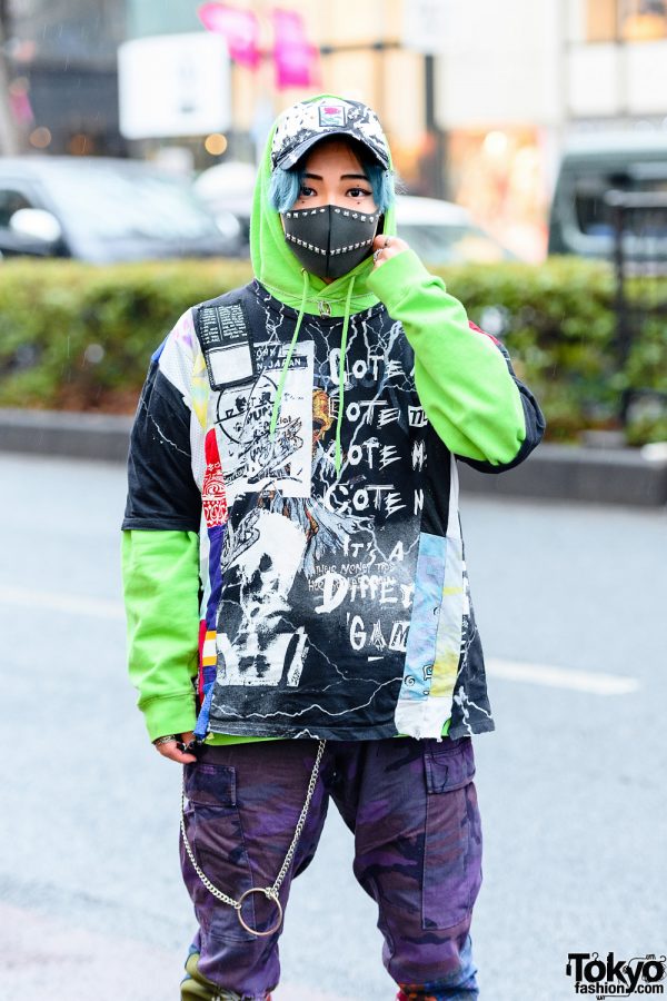 Cote Mer Tokyo Graphic Streetwear Style w/ Studded Face Mask, Graphic ...