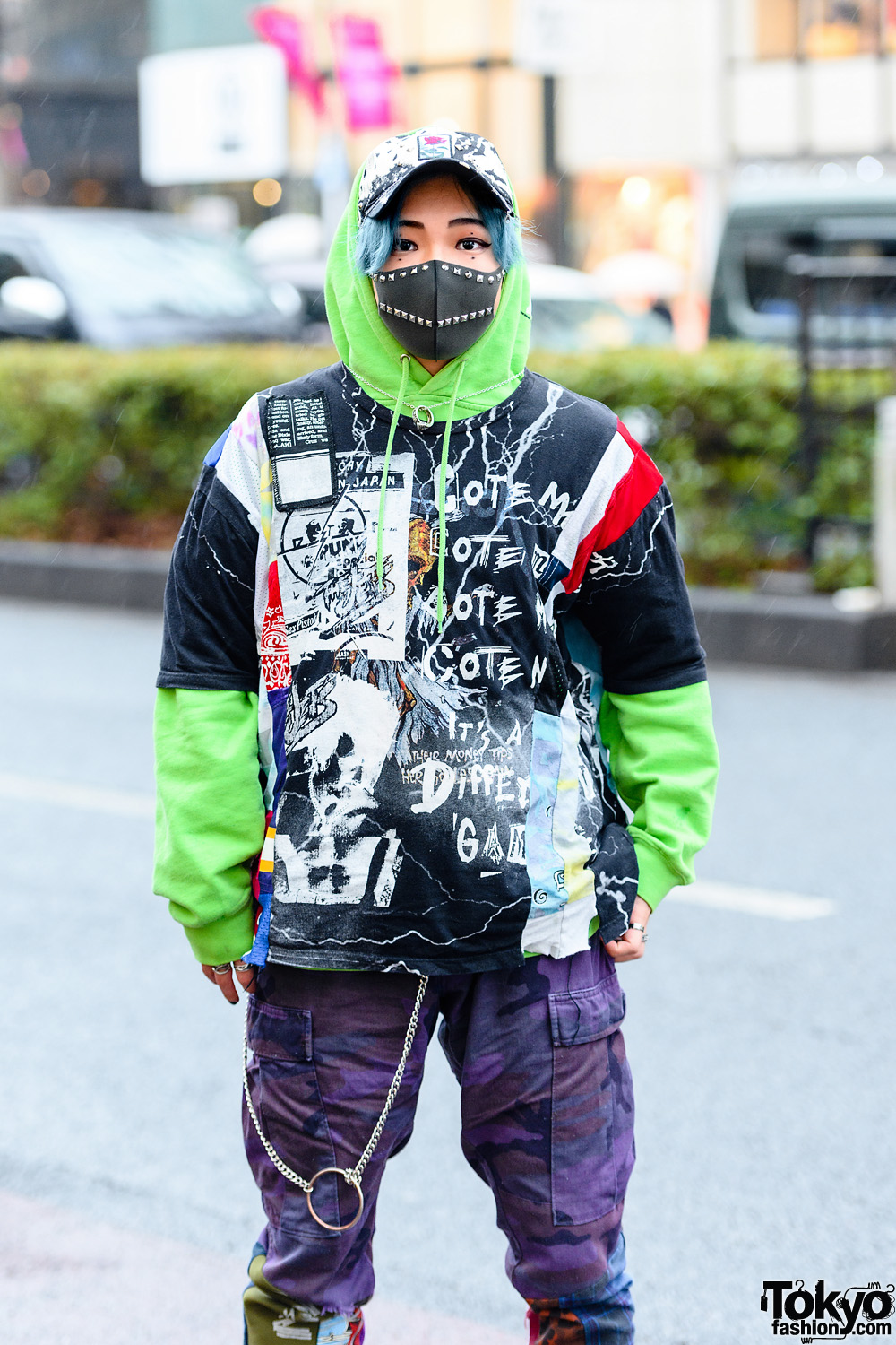 Cote Mer Tokyo Graphic Streetwear Style w/ Studded Face Mask, Graphic ...