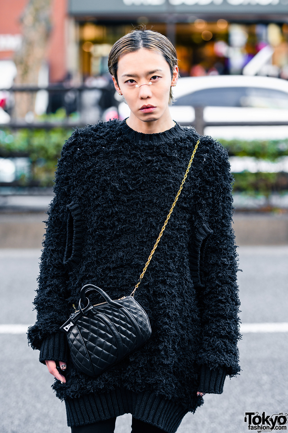 All Black Tokyo Style w/ Nose Jewelry, Cool Nail Art, John Lawrence