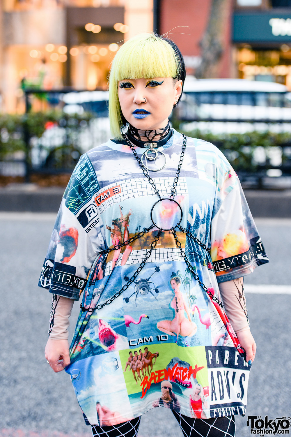 Tokyo Street Style w/ Bleached Hair, Tattoos, Single Hoop Earring