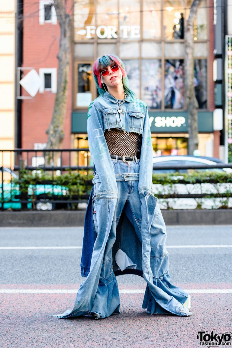 Denim Remake Street Style in Harajuku w/ Cropped Denim Jacket ...