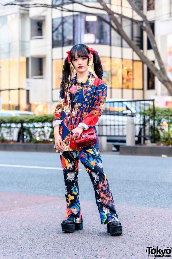 Harajuku Mixed-Print Style w/ Twin Tails, Kobinai Printed Suit, Resale ...
