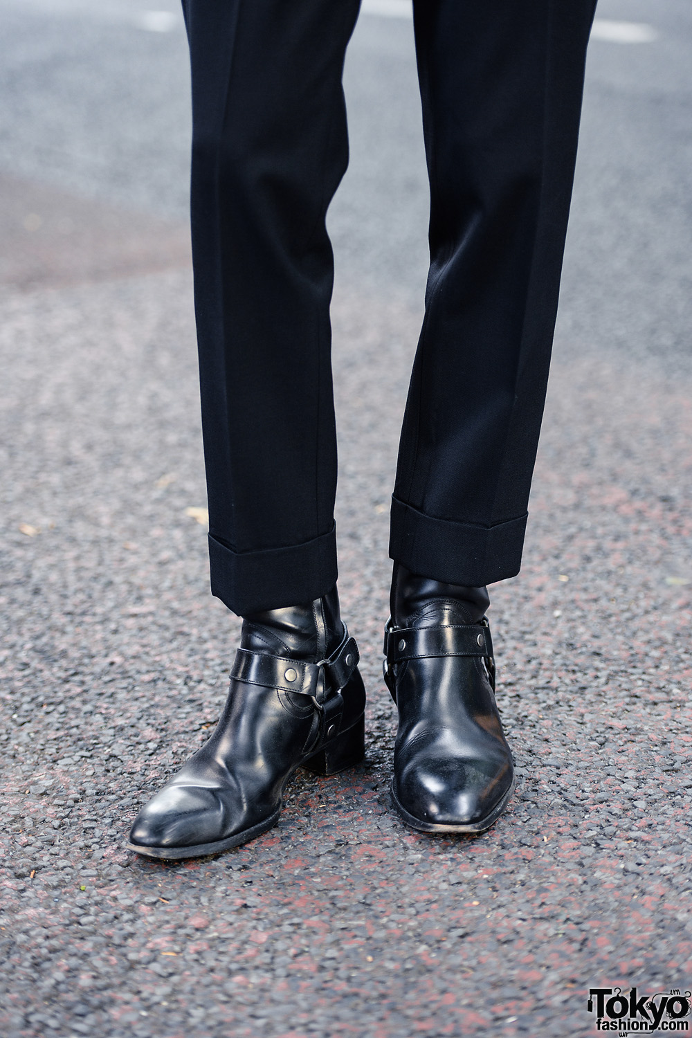 Monochrome Mens Style in Tokyo w/ Dior Homme Shirt, Club Monaco Dress Pants,  Louis Vuitton Clutch, Alexander Wang & Saint Laurent Boots – Tokyo Fashion