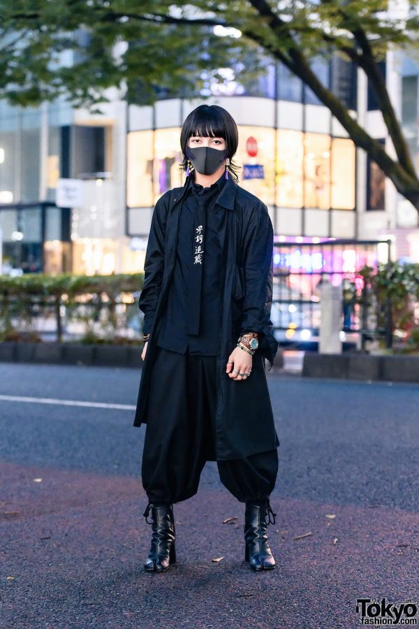 All Black Tokyo Menswear w/ Mahjong Tassel Earrings, Y-3, Yohji ...