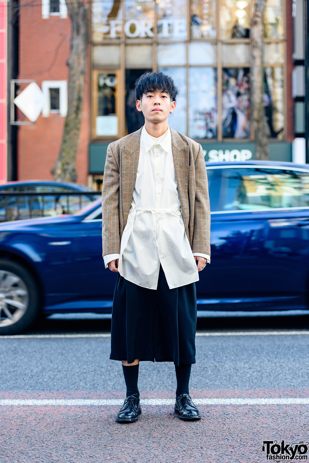Tokyo Menswear w/ Single Earring, New Yorker Plaid Blazer, Toironier ...