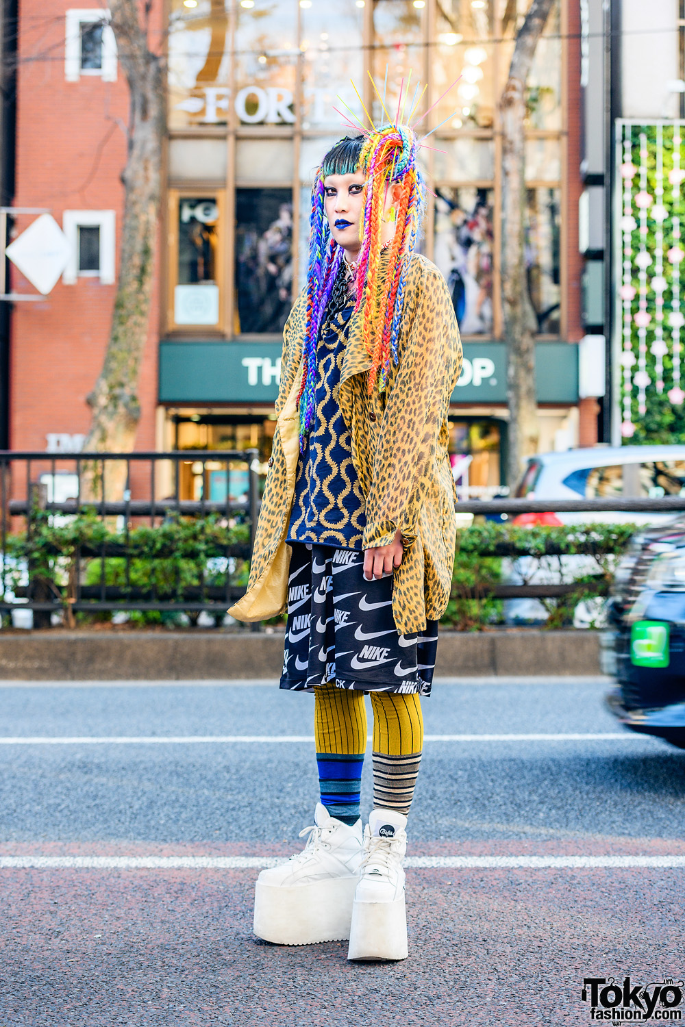 Tokyo Style w/ Braided Rainbow Hair Falls, Vivienne Westwood World's End, Leopard Print, Comme des Garcons x Nike, MM6, Gallerie & Buffalo