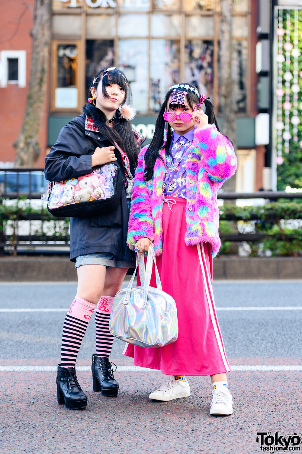 Tokyo Girls Styles w/ Twin Tails, Heart Glasses, Decora Hair Clips, ACDC Rag, Gap, GU, Spinns, Sevens, Thank You Mart Plushie Bag, ABC Mart Booties & Adidas Sneakers