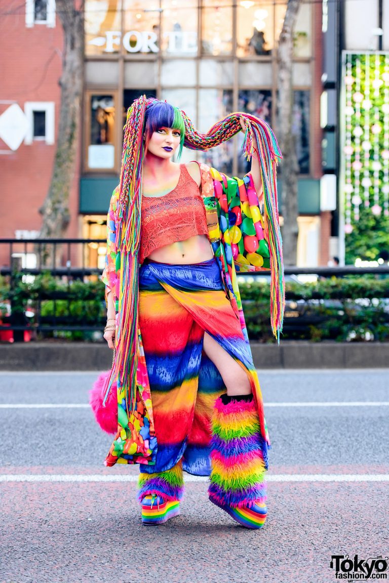 Tokyo Rainbow Street Style w/ Handmade x Daiso Hair Falls, Rainbow ...