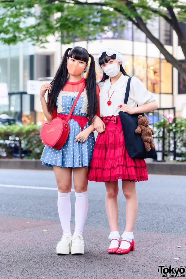 Harajuku Girls Color-Coordinated Street Styles w/ Victorian Cap, Face Masks, Liz Lisa, Merry Jenny, Polka Dots, Baby, The Stars Shine Bright & Yosuke Platforms
