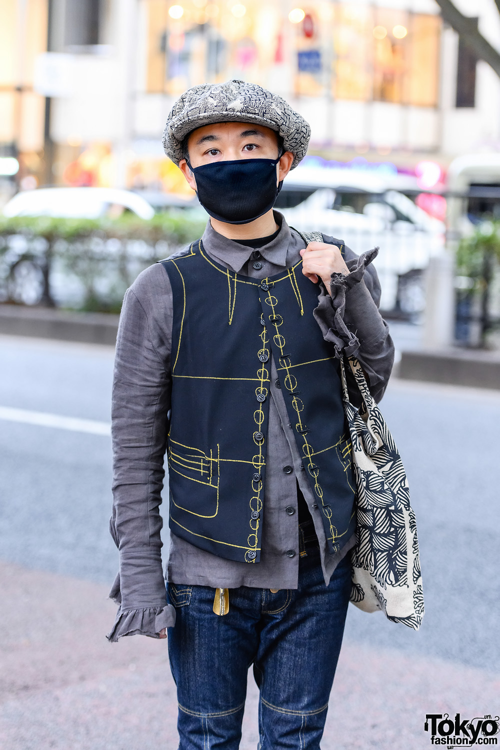 Christopher Nemeth Rope Print Fashion in Harajuku w/ Beret, Layered Tops,  Wide Leg Shorts & Leather Shoes – Tokyo Fashion