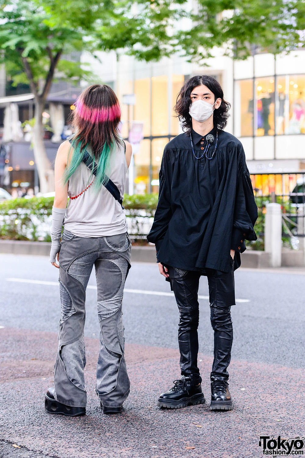 Japanese Duo's Street Styles w/ Face Mask, Theory Tank Top, MYOB 