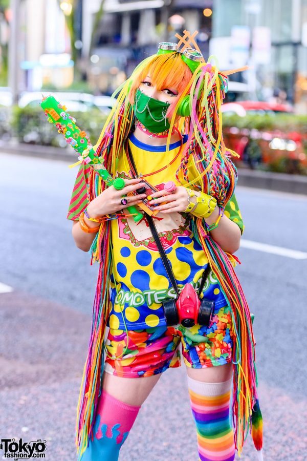 Colorful Harajuku Fashion w/ Rainbow Hair Falls, ACDC Rag Clothing, YRU ...