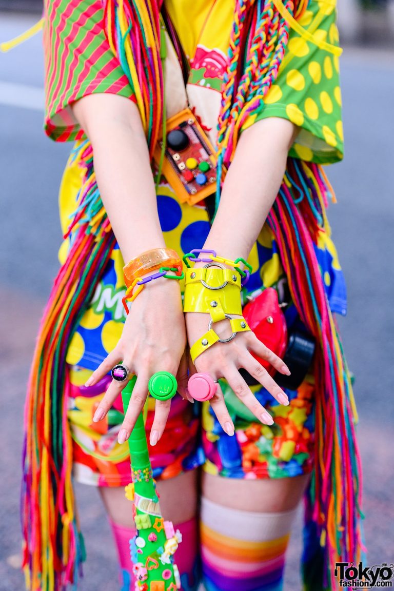 Colorful Harajuku Fashion w/ Rainbow Hair Falls, ACDC Rag Clothing, YRU ...