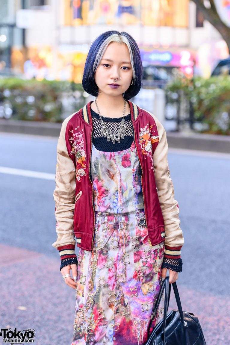 Gauntlett Cheng Print Dress w/ Vintage Sukajan Jacket, Comme Des ...