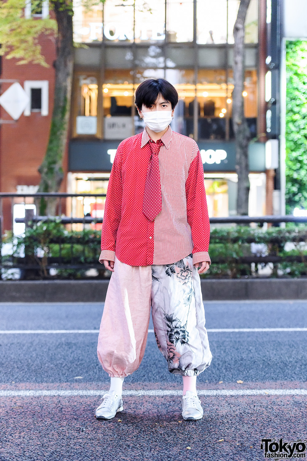 Harajuku Street Style w/ Twin Buns, Face Mask, NFL Jersey Shirt