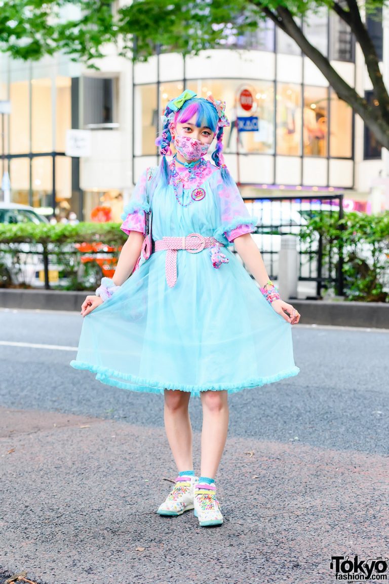 Pastel Kawaii Street Style w/ Unicorn Braids, 6%DokiDoki, Sheer Ruffle ...