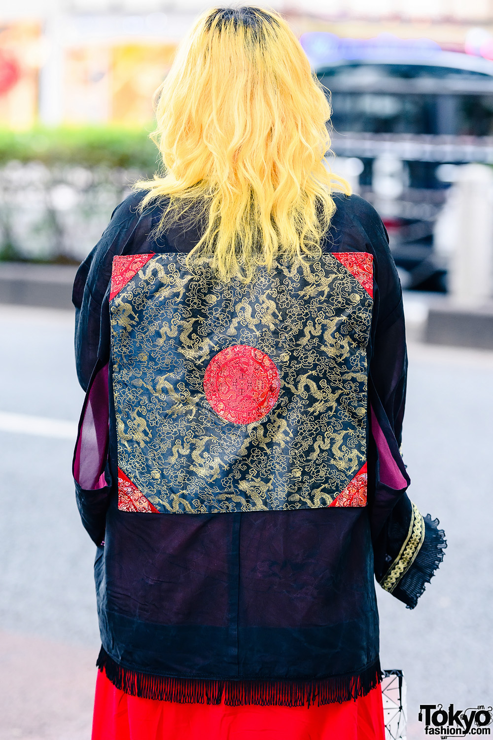 Sushi Shop Staffer's Eclectic Street Style w/ Yellow Hair, Painted