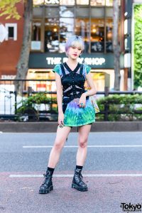 YouTuber and Fashion Personality in Resale Tie Dye Shirt, Black Harness ...