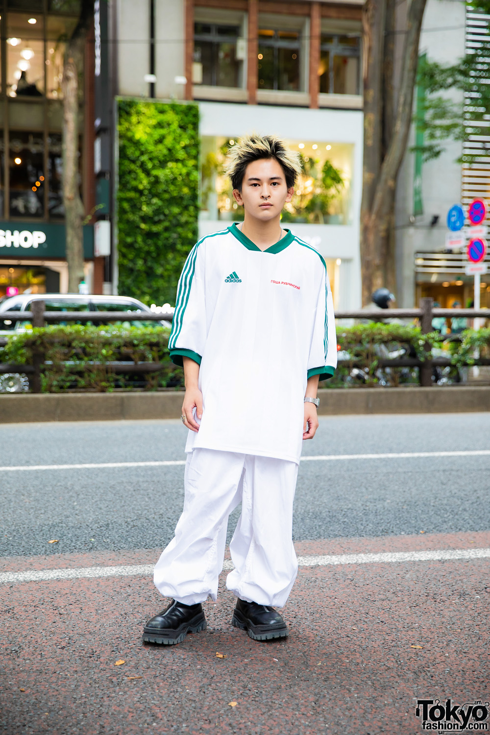 Student in Harajuku Sports Style w/ Septum Ring, Gosha Rubchinskiy