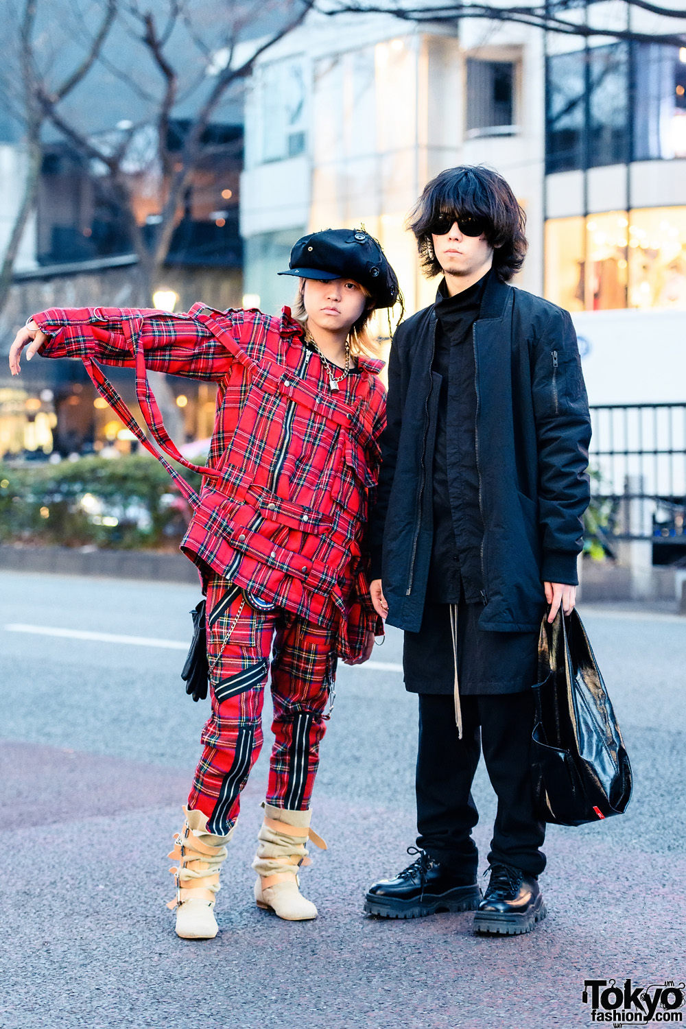 Tokyo Guys All Plaid x All Black Styles w/ Newsboy Cap, Ear Cuff ...