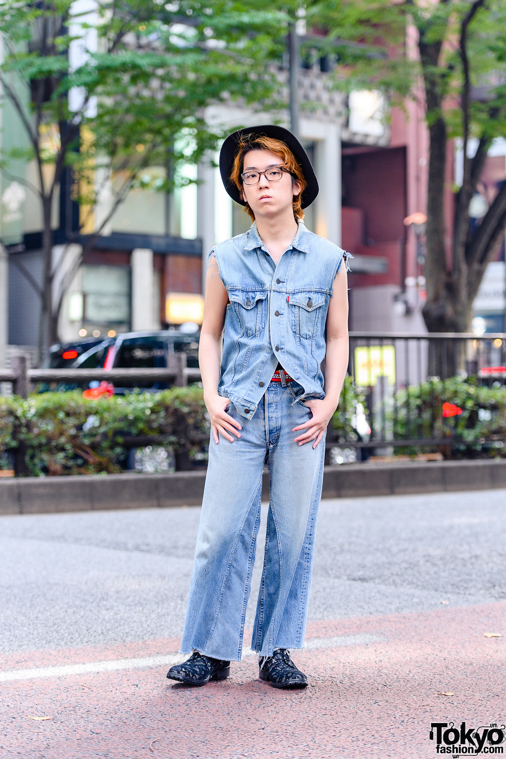 All Denim Menswear Style in Tokyo w/ Yohji Yamamoto S'yte Hat, Levi's Vest, B Side Jeans & Rynshu Lace Loafers
