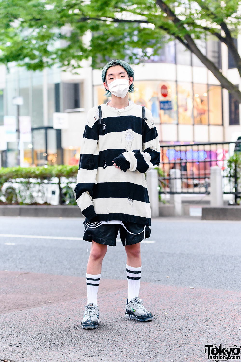 HarajukuFashion w/ Green Hair, Faith Tokyo Oversized Striped Sweater ...