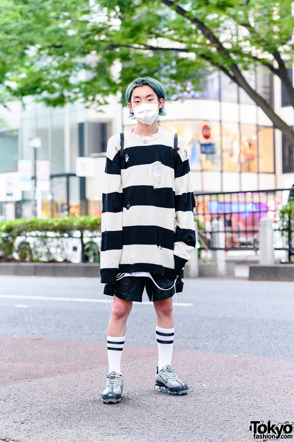 HarajukuFashion w/ Green Hair, Faith Tokyo Oversized Striped Sweater ...