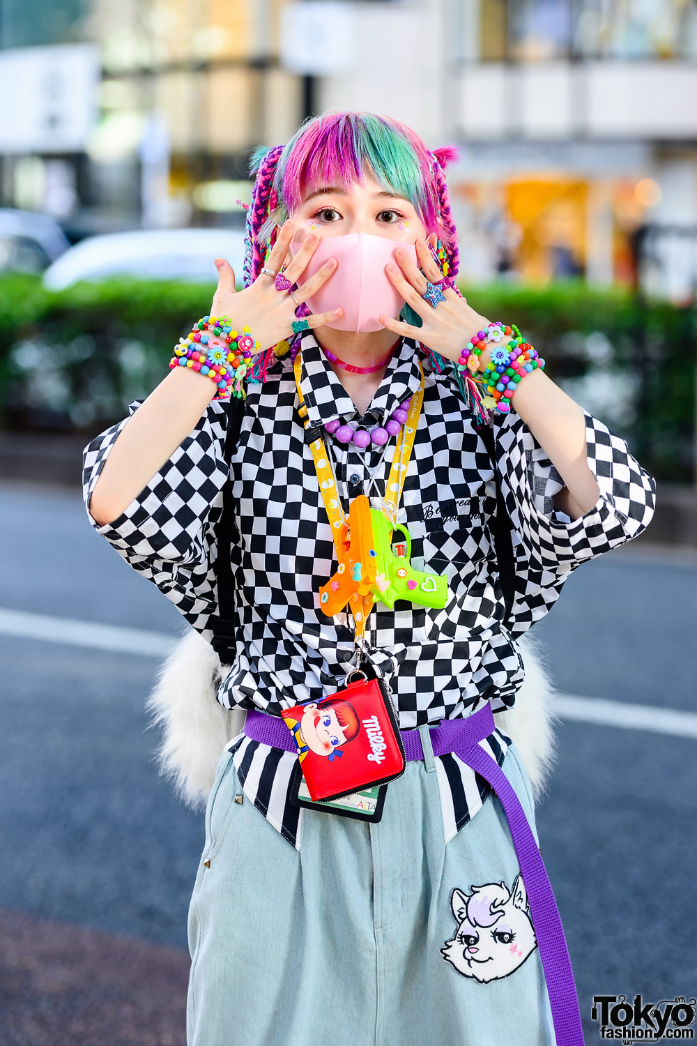 Harajuku Decora Girl in Rainbow Yarn Braids, Kinji, Milky Peco-chan ...