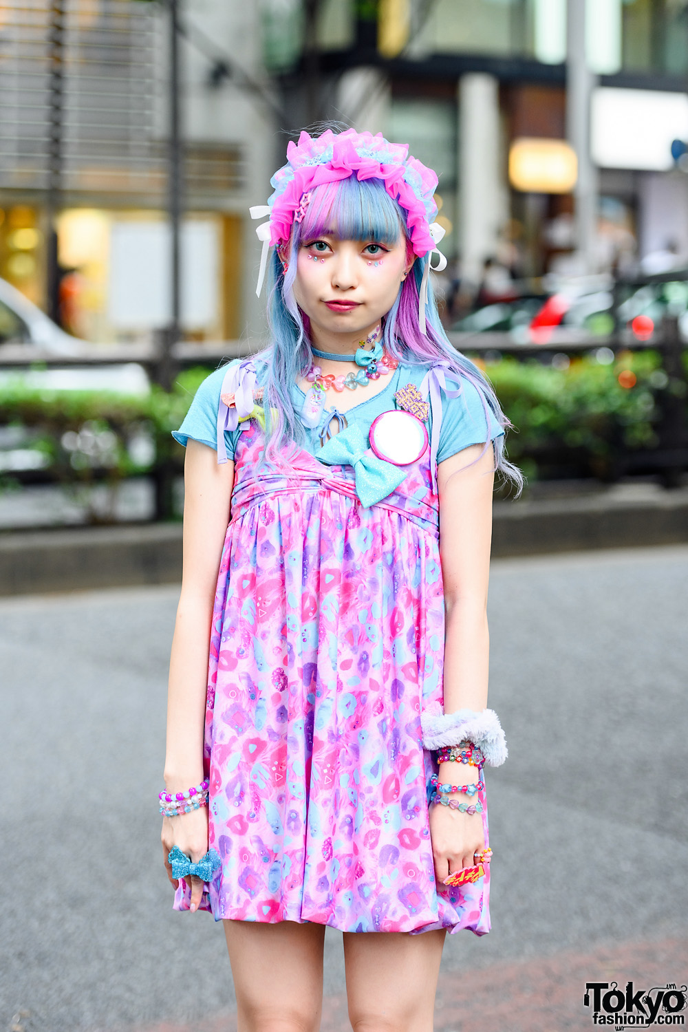 Harajuku Pastel Street Style w/ Unicorn Hair, Ruffled Bow Headdress, 6 ...
