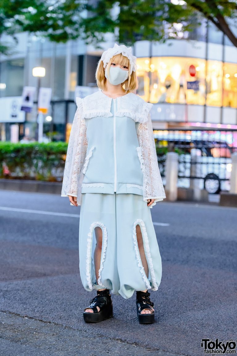 Japan Ruffle Jacket Udakyo Japanese Fashion Designer in Harajuku w/ Frilly Setup, Face Mask ...