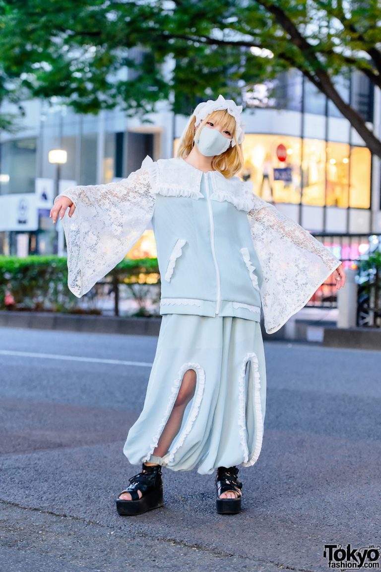 Japan Ruffle Jacket Udakyo Japanese Fashion Designer in Harajuku w/ Frilly Setup, Face Mask ...